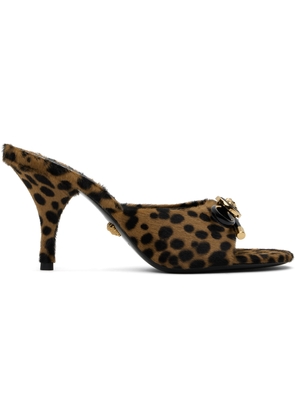 Versace Brown & Black Leopard Opera Bow 85 mm Heeled Sandals