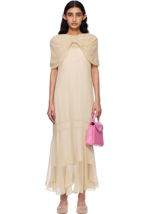 Simone Rocha Beige Extended Bow Multi-Seam Maxi Dress