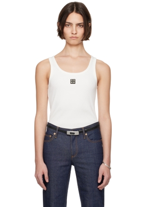 Tory Burch White Metal Logo Cotton Scoop Tank Top
