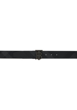 Burberry Black Check & Leather Reversible 'TB' Belt