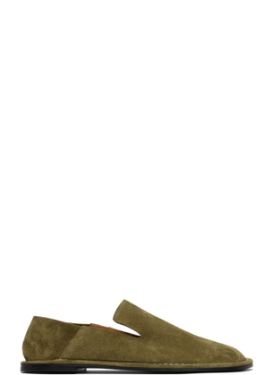 AMI Paris Khaki Leather Midi Slippers