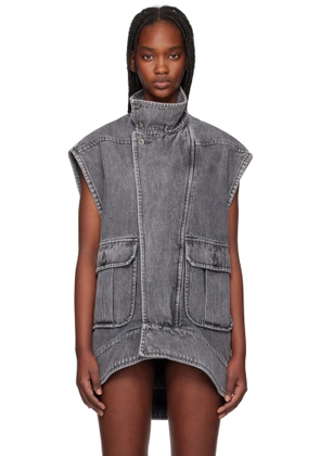 JW Anderson Gray Oversized Sleeveless High Neck Denim Vest