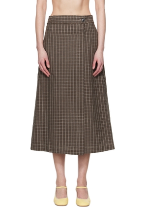 mfpen Brown Classic Wrap Midi Skirt