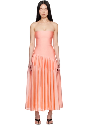 ALAÏA Pink Godet Maxi Dress