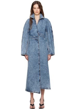 ALAÏA Blue Faded Denim Trench Coat