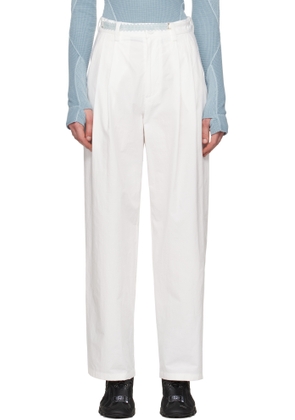 HYEIN SEO White Wide Beaded Belt Trousers