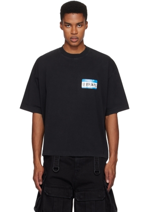 VETEMENTS Black My Name Sticker Cropped Boxy T-shirt