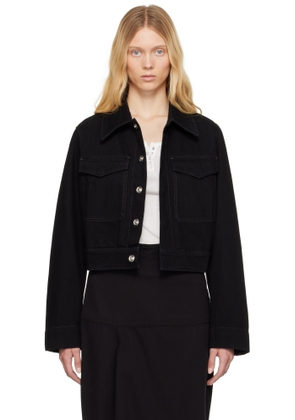 LEMAIRE Black Two Pocket Cropped Denim Jacket