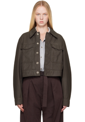 LEMAIRE Brown Two Pocket Cropped Denim Jacket