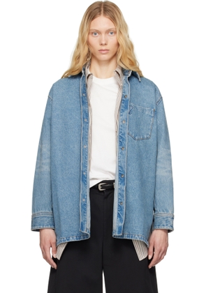 AMI Paris Blue Cotton Ami de Coeur Denim Overshirt