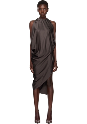 AARON ESH Taupe Open Arm Evening Minidress