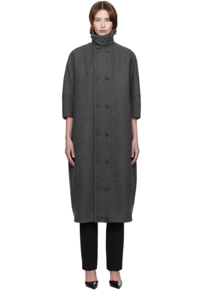 AARON ESH Gray Double Button Cocoon Coat