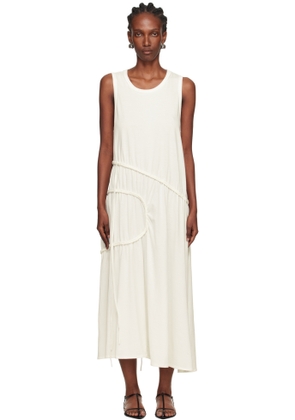 Y's Off-White Chain Stitch Sleeveless Midi Dress