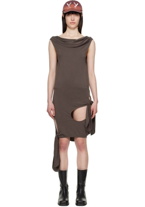 OPEN YY SSENSE Exclusive Brown Deconstructed Minidress