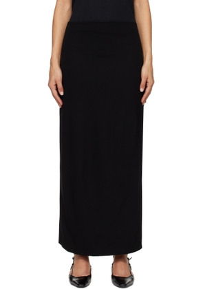 LESET Black Rio Side Slit Maxi Skirt