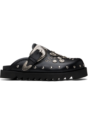 Toga Virilis Black Eyelet Metal Sabot Slip-on Loafers