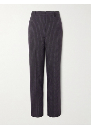 Etro - Straight-Leg Logo-Embroidered Wool-Blend Jacquard Suit Trousers - Men - Gray - IT 46