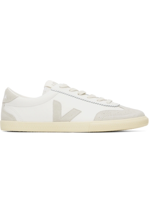 VEJA White & Gray Volley Leather Sneakers
