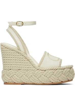 Valentino Garavani Off-White VLogo Torchon Wedge Sandals