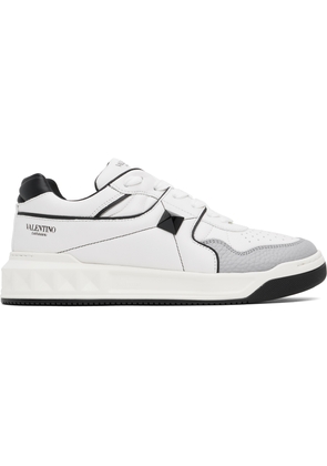 Valentino Garavani White & Black One Stud Low-Top Nappa Sneakers