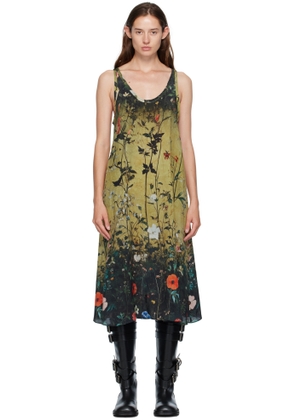 R13 Yellow & Black Tank Midi Dress