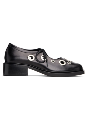 Nicole Saldaña Black Fabiana Eyelet Loafers