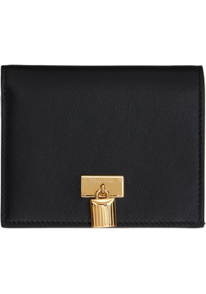 TOM FORD Black Grain Leather Padlock Compact Wallet