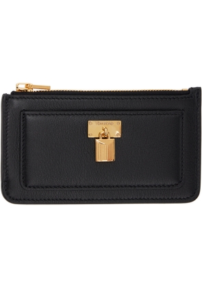 TOM FORD Black Grain Leather Padlock Zipped Card Holder