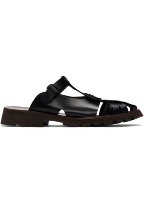HEREU Black Canya Sport Leather Sandals