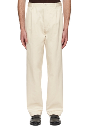 BOSS Off-White Relaxed-Fit Cropped Trousers