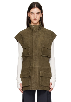 The Frankie Shop Khaki Turin Cargo Suede Vest