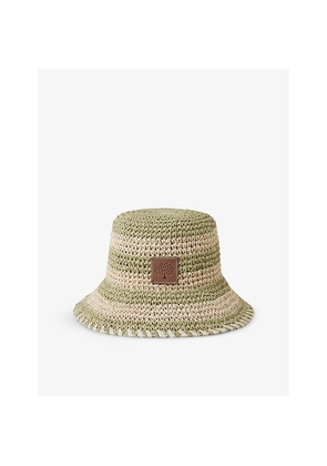 Womens Mulberry Horizontal Striped Raffia Bucket Hat