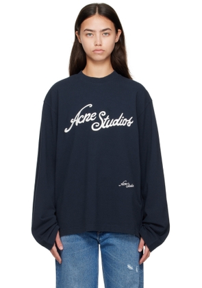 Acne Studios Navy Logo Relaxed Fit T-shirt