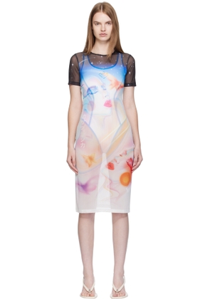 Casablanca Multicolor Printed Mesh Midi Dress