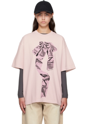 Acne Studios Pink Bow Print T-shirt