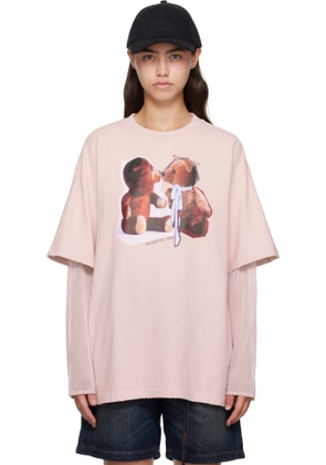 Acne Studios Pink Layered Print T-shirt