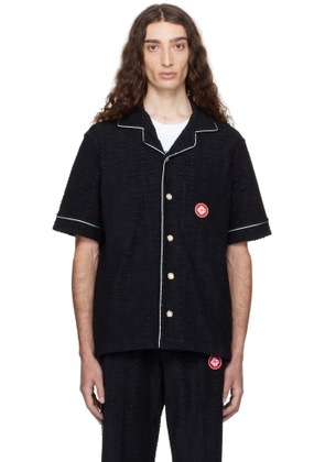 Casablanca Black Monogram Jacquard Towelling Short Sleeve Shirt