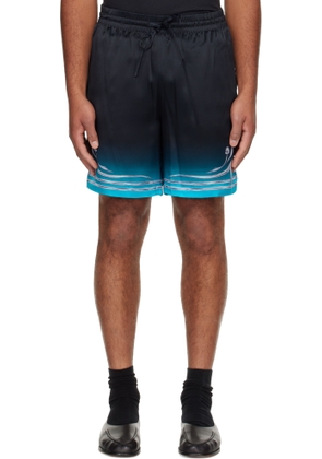 Casablanca Black Blades Silk Satin Shorts