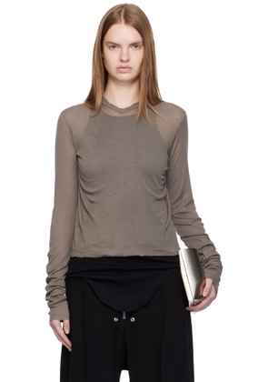 Rick Owens Gray Concordians Cropped Rib LS Hoodie