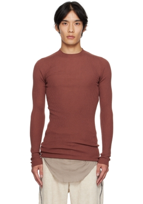 Rick Owens Red Concordians Ribbed Round Neck Sweater