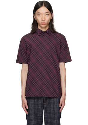 Burberry Purple Robert Check Short Sleeve Shirt