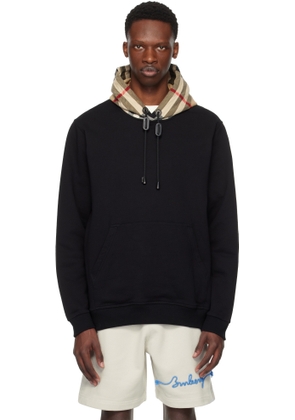 Burberry Black Check Hood Cotton Hoodie