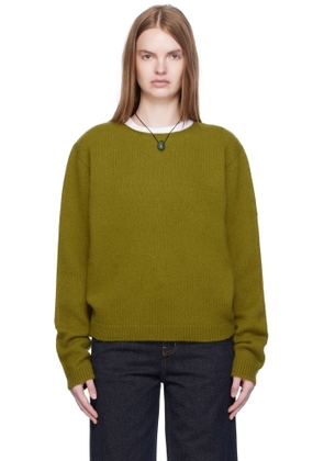 Arch The Green Wide Neck Cashmere Pullover Sweater