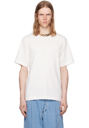 Burberry Off-White Check Trim Cotton T-shirt