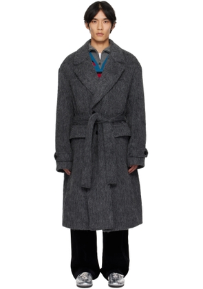 Andersson Bell Gray Mattia Shaggy Wool Robe Coat
