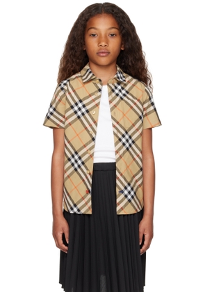 Burberry Kids Beige Check Cotton Shirt