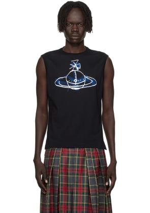 Vivienne Westwood Black Drawn Orb Muscle Tank Top