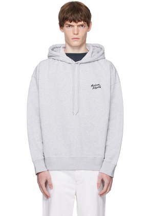 Maison Kitsuné Gray 'Maison Kitsuné' Handwriting Oversize Hoodie