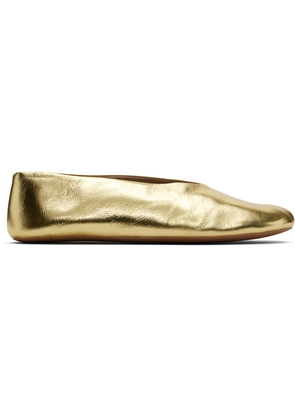 The Row Gold Stella Ballerina Flats
