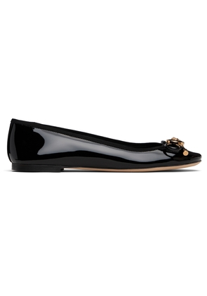 Versace Black Opera Bow Patent Ballerina Flats